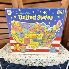 MB Puzzle United States Map 84 Pieces State-Shaped Ages 7 Cardboard 2002