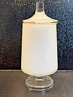 Vintage Satin Milk Glass Apothecary Jar w Lid Hand Painted Blue Roses — photo 6