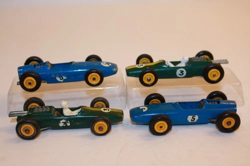 4 Vintage 1960's Matchbox Lesney Race Cars LOTUS #19 / B.R.M. #52