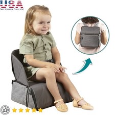 2-in-1 Portable Booster Seat Diaper Bag W/ Insulated Pockets Adjustable Straps