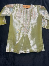 Kids Traditional Green Embroidered Kurta Tunic 2 Years