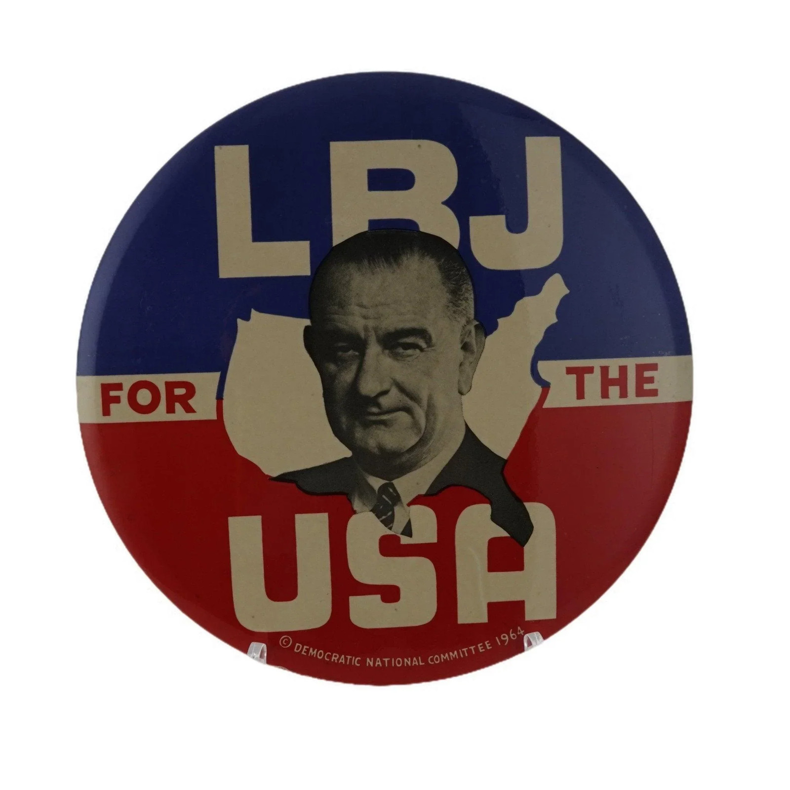 9&Quot; 1964 Democratic National Committee Lbj For The Usa Political Button/Sign Near