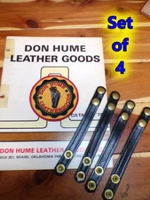 Set of 4 DON HUME Black Police Duty Belt Keepers 3/4" Wide Double BRASS Snaps