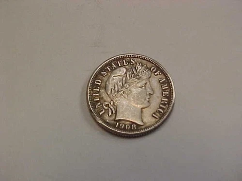 130b) 1908 S Barber Dime 90% Silver - Rim Ding - XF -Starts at $45.00