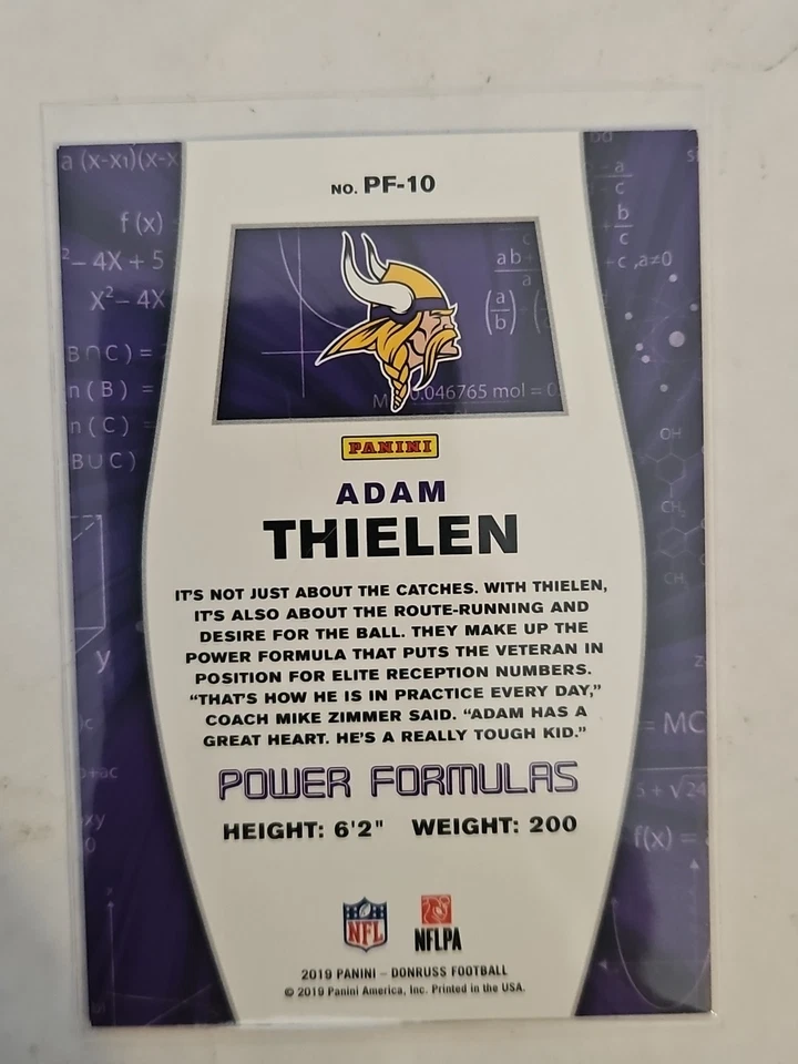 2019 Panini Donruss - Power Formulas Adam Thielen #PF-10 - Image 2 of 2