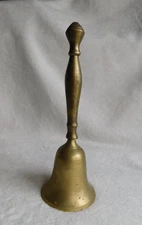 Brass School Bell - Made in India - 8.5 inch tall - Loud Ring Hand Bell, Dinner