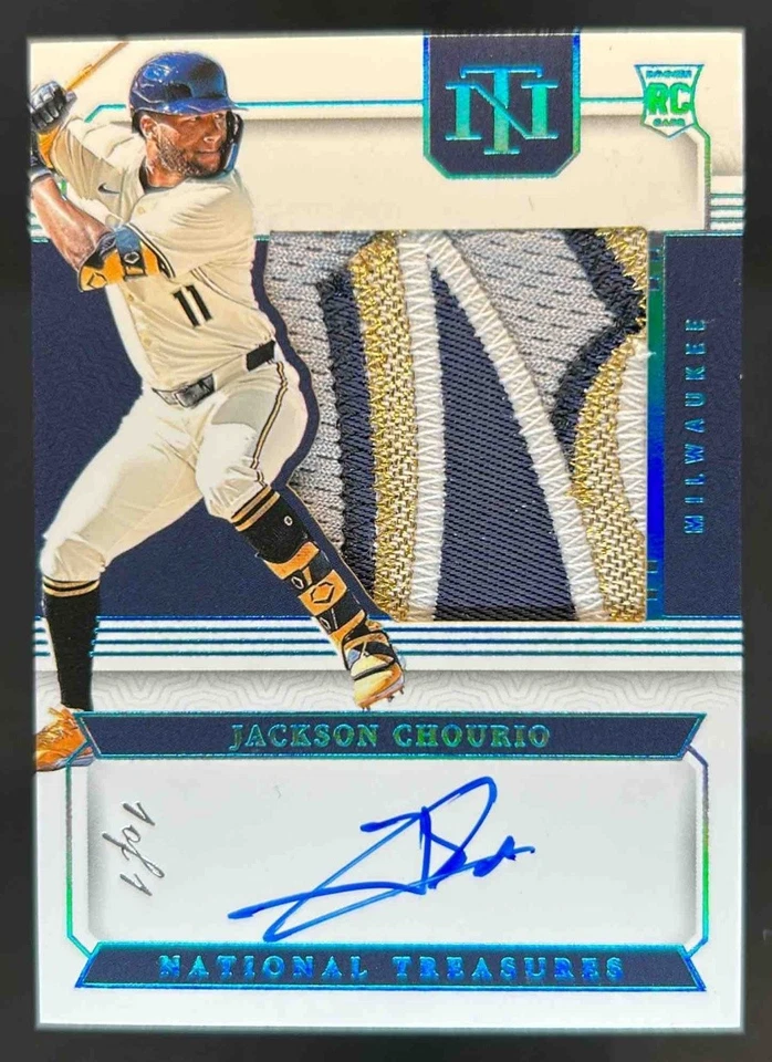 Parche de silueta de Jackson Chourio National Treasures 2024 platino radiocontrol automático #1/1