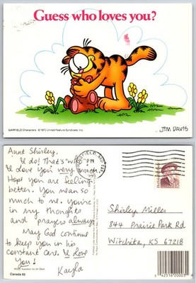 Continental Garfield Guess Who Loves You Postcard