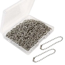 100 Pcs Ball Bead Chain Ball Chain Keychain Dog Tag Metal Bead Chain Beaded Chai