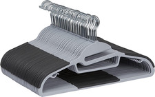 Rubber Coated Plastic Hangers, Pack of 50, Gray