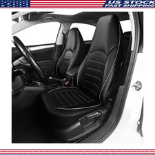 Universal Pu Leather Front Seat Covers High Back Bucket Style 2 Pcs Gray Trim Se