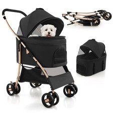 3-in-1 Pet Stroller Travel Pet Carrier w/ Car Seat Carrier, Adjustable Canopy