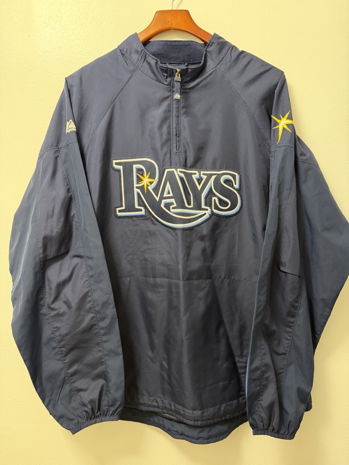 Tampa Bay Rays Quarter Zip Jacket Blue Mens XL Pullover Majestic Cool Base MLB