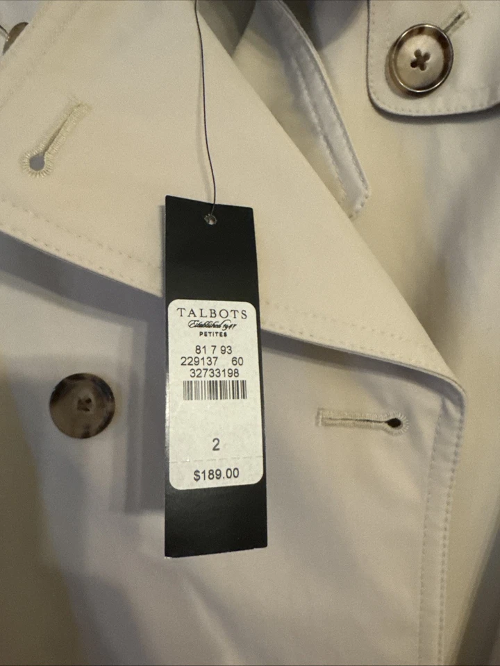 Abrigo de primavera Talbots Petites beige talla 2P para mujer nuevo con etiquetas originalmente $189 Foto 3 de 4