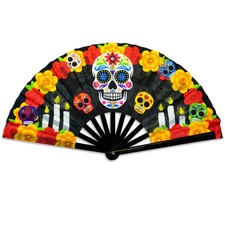 Day of the Dead X-Large Hand Fan Halloween Dia De Los Muertos Folding Fan