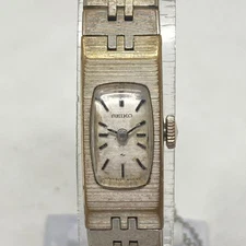 Vintage Seiko Tank Watch Women 12mm Silver Tone 1520-3339 Manual Wind Up Works