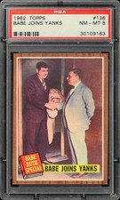 1962 Topps Baseball Green Tint #136 Babe Ruth Babe Joins Yanks HOF PSA 8