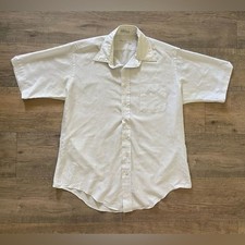 Vintage Silkalure Oleg Cassini men s XL white textured print button down shirt