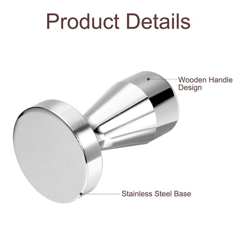 53mm Coffee Tamper, Stainless Steel Base Espresso Coffee Bean Press - Foto 3 di 5