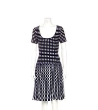 PRADA Fit & Flare White Black Knee Length Dress