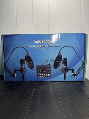 Squarock Podcast Equipment Bundle for 2 w/ Microphones & Mixer