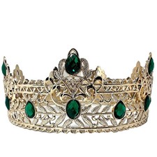 Herrenkrone Gold Barockstil mit Smaragdgrünen Steinen König Krone