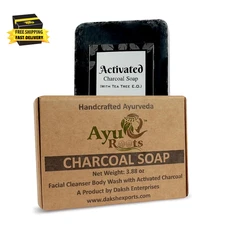 Activated Charcoal Soap Bar | Handmade Natural Bathing Bar for Face & Body | Acn