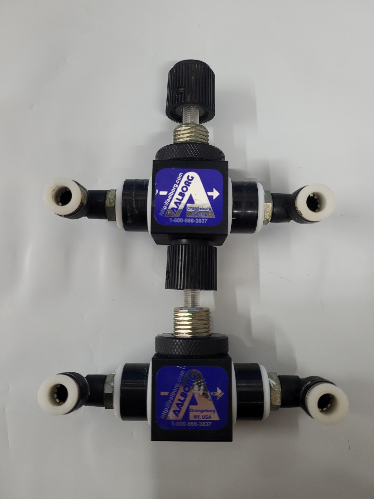 Lot of 2 AALBORG CVT PTFE & Aluminum Flow Control Needle Valve