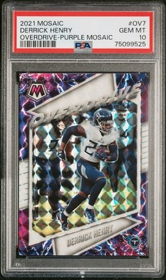 2021 Panini Mosaic Derrick Henry #OV-7 Overdrive Purple Mosaic 12/25 PSA 10