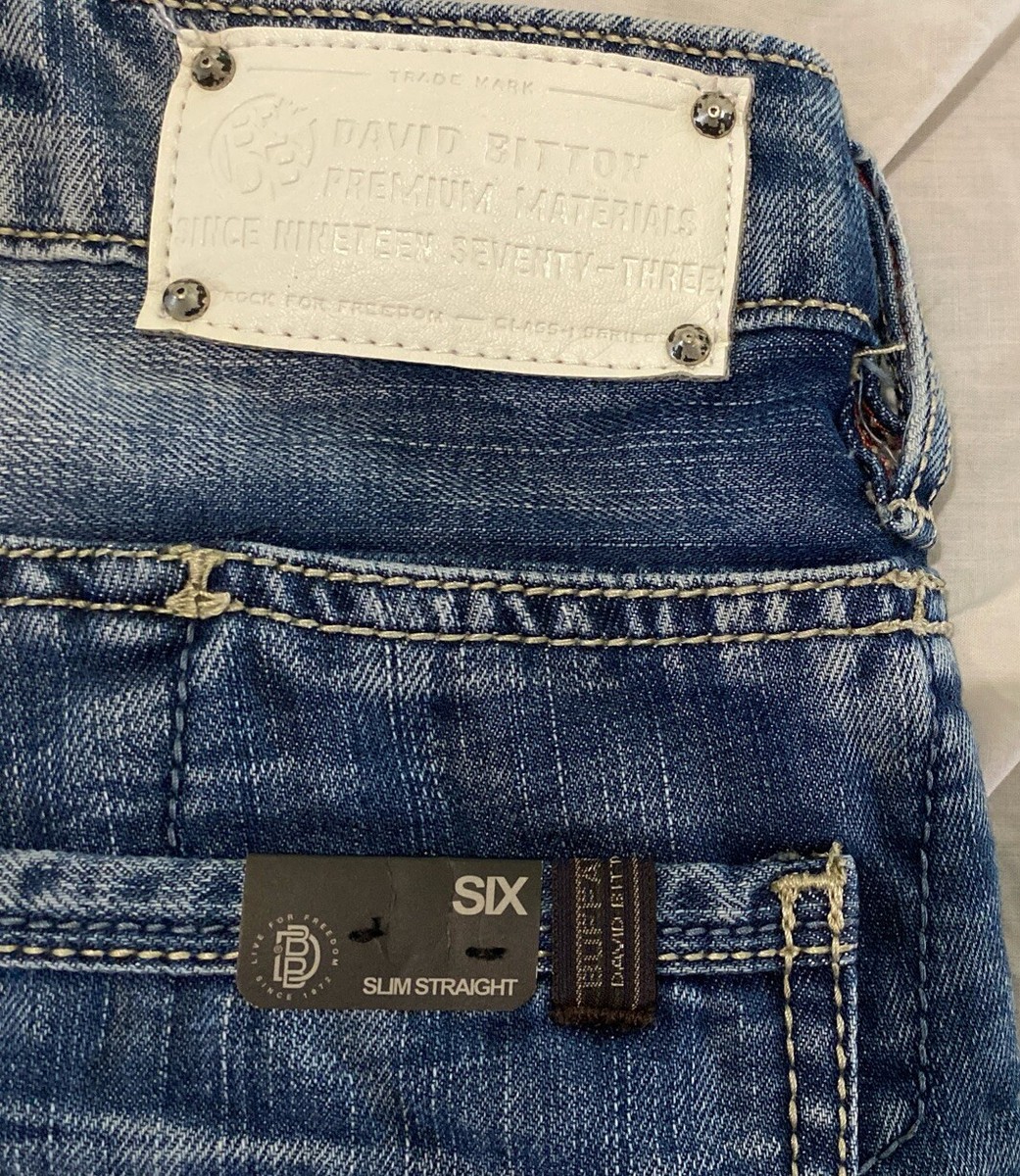 Buffalo David Bitton Six-X Slim Straight Men's Blue Jeans Buffalo David Bitton Six-X Slim Straight Men's Blue Jeans
