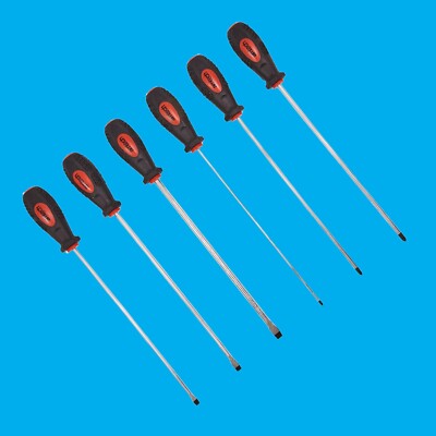 6pc 320mm Long Reach Screwdriver Phillips & Slotted Magnetic Tips PH0 PH1 PH2