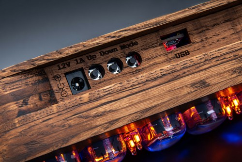 Nixie Tubes Clock on IN-12 Oak Vintage Wooden Case Temp. F/C 12/24H Slot Machine - Picture 5 of 7
