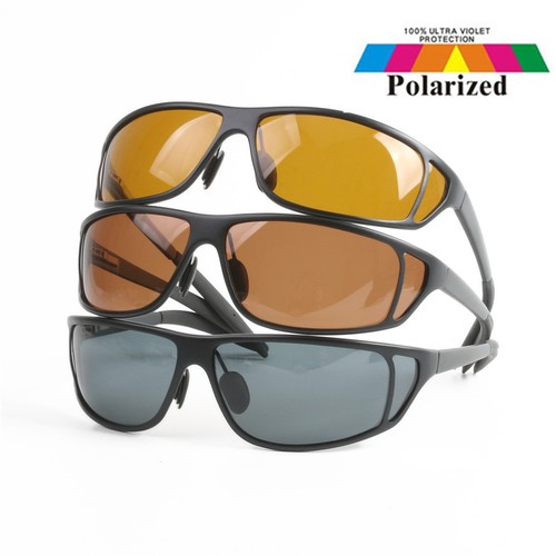 Titanium Metal Frame Fishing Polarized outdoor Sunglasses Brown Yellow Gray  - Picture 3 of 8