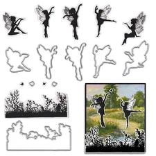 Spring Fairy Cutting Dies and Clear Stamps Butterfly Elves Clear Stamps and D...