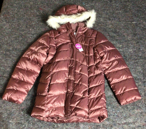 Children’s Place Girls Dark Pink Maroon Puffer Down Jacket Coat Hood Size XL-14 - Picture 10 of 15