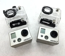 [LOT OF 2] GoPro HERO2 with Case FOR PARTS OR REPAIR ONLY  FAST FREE SHIPPING c
