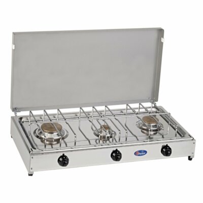 Parker ita 3 Flammen Gaskocher LPG / Methan mit Platte Edelstahl 5523G 