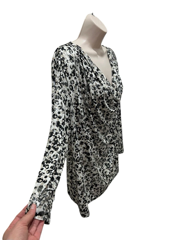 DressBarn Collection Mujer Talla Grande 2X Estampado Animal Metálico Manga 3/4 Drape Foto 3 de 4