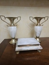 Set cofanetto portagioie + candelabri marmo e ottone