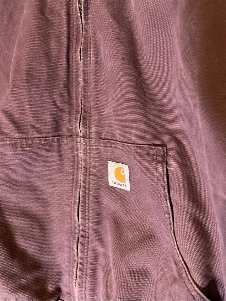 Vintage Carhartt Women's Duck Hooded Jacket - XL (16/18) - Dusty Plum WJ130 PKR - Image 3 of 4