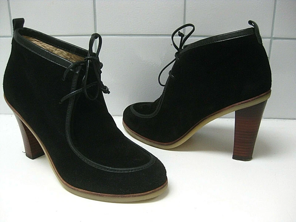 JAEGER BOOTS 7 6.5 40 desert chelsea sexy high heels rrp£199 black suede ankle