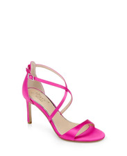 Jewel Badgley Mischka Womens 9.5 Dimitra Crisscross Strap Stiletto Sandals Pink