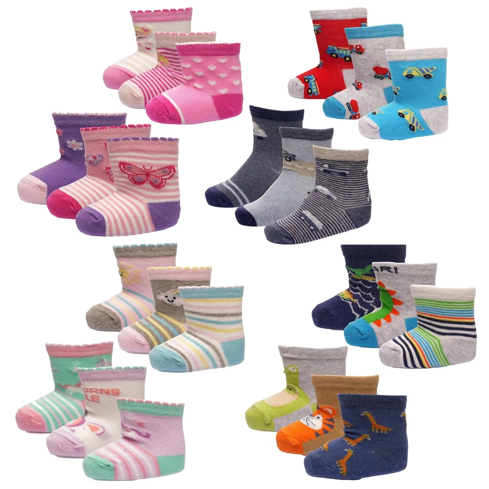 A2Z 4 KIDS Kleinkind 6er-Pack Baby Mädchen Jungen Tier-Design bequeme Neugeborene Schuhe Socken