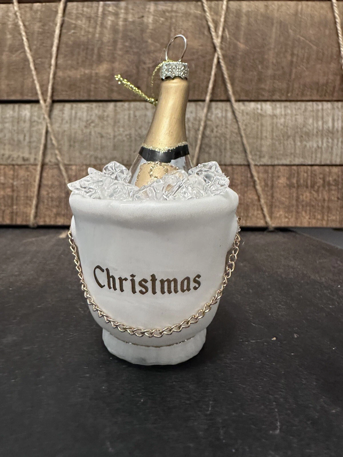RAZ Champagne Bucket Christmas Ornament