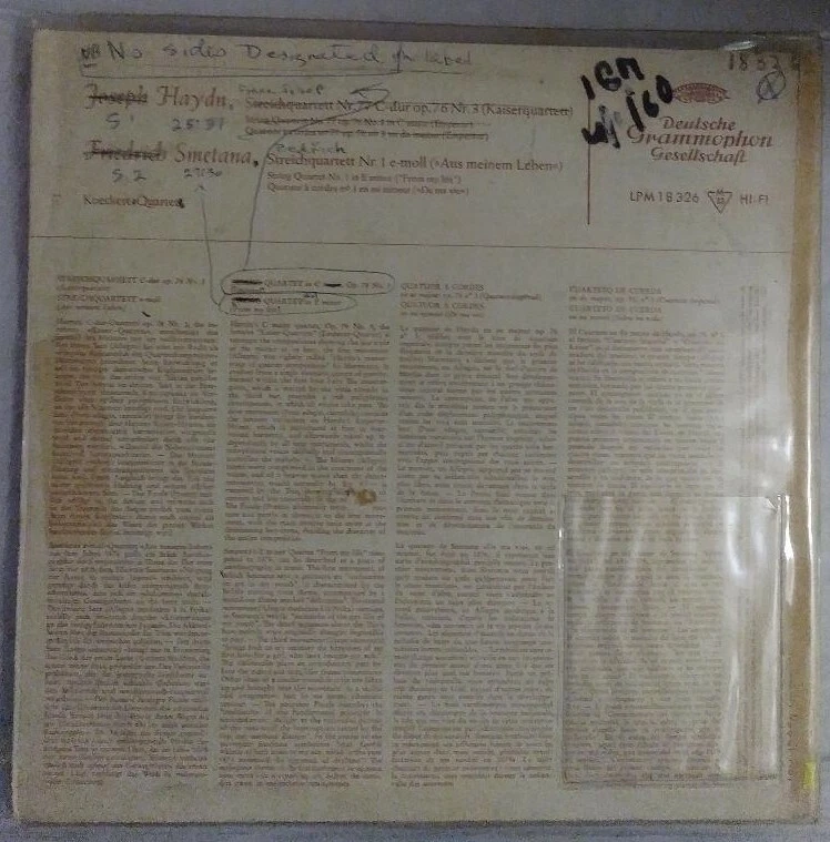 DGG TULIP HAYDN SMETANA STRING QUARTET C MAJOR OP 76 77 NR3 NR1 E-MOLL LPM 18326 - Image 2 of 4
