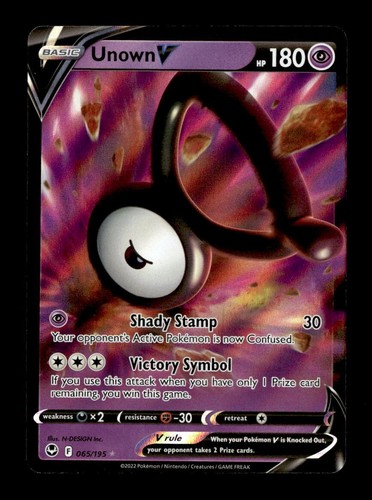 Pokémon TCG - Unown V -  65/195 - Silver Tempest - Near Mint - Picture 1 of 2