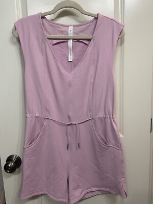 Lululemon French Terry V-Neck Romper in Pink Peony One Piece
