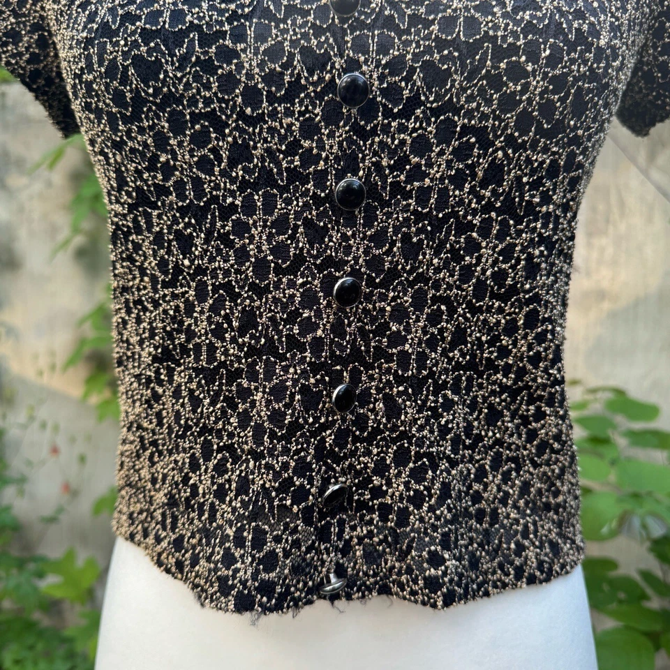 De Colección Y2K Marrón Transparente Top S Hada Grunge Romántico Botón Gótico Años 90 Recortado Ajustado Foto 2 de 4