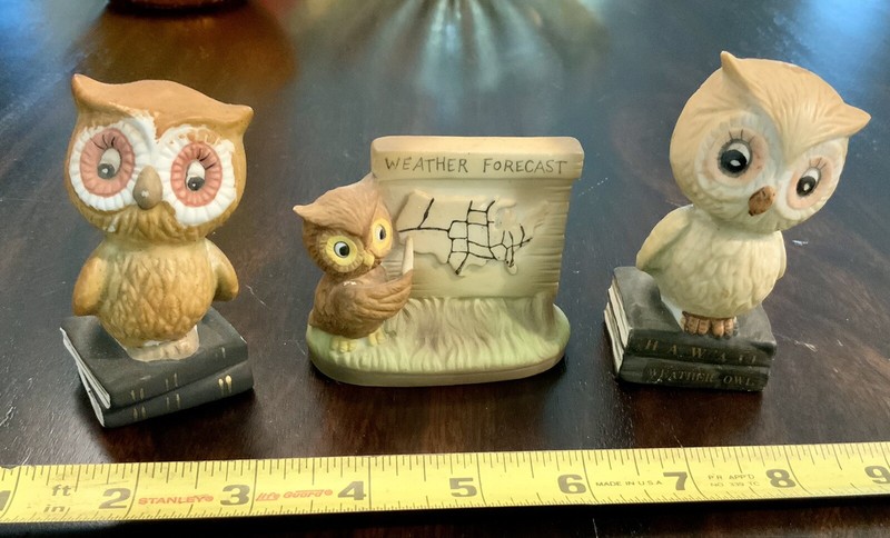 Vintage Enesco Owl Figurines Weather Forecaster Plus One Vintage Otagiri Owl
