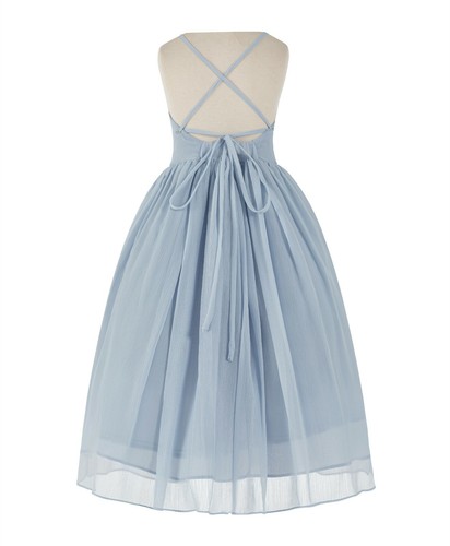 NEW Criss Cross Chiffon Flower Girl Dress Wedding Pageant Dresses Summer Dresses - Picture 32 of 64